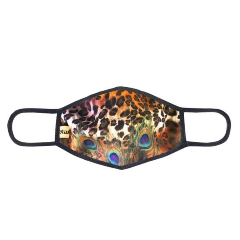 Peacock Feather and Cheetah Face Mask - Picture 2 of 3